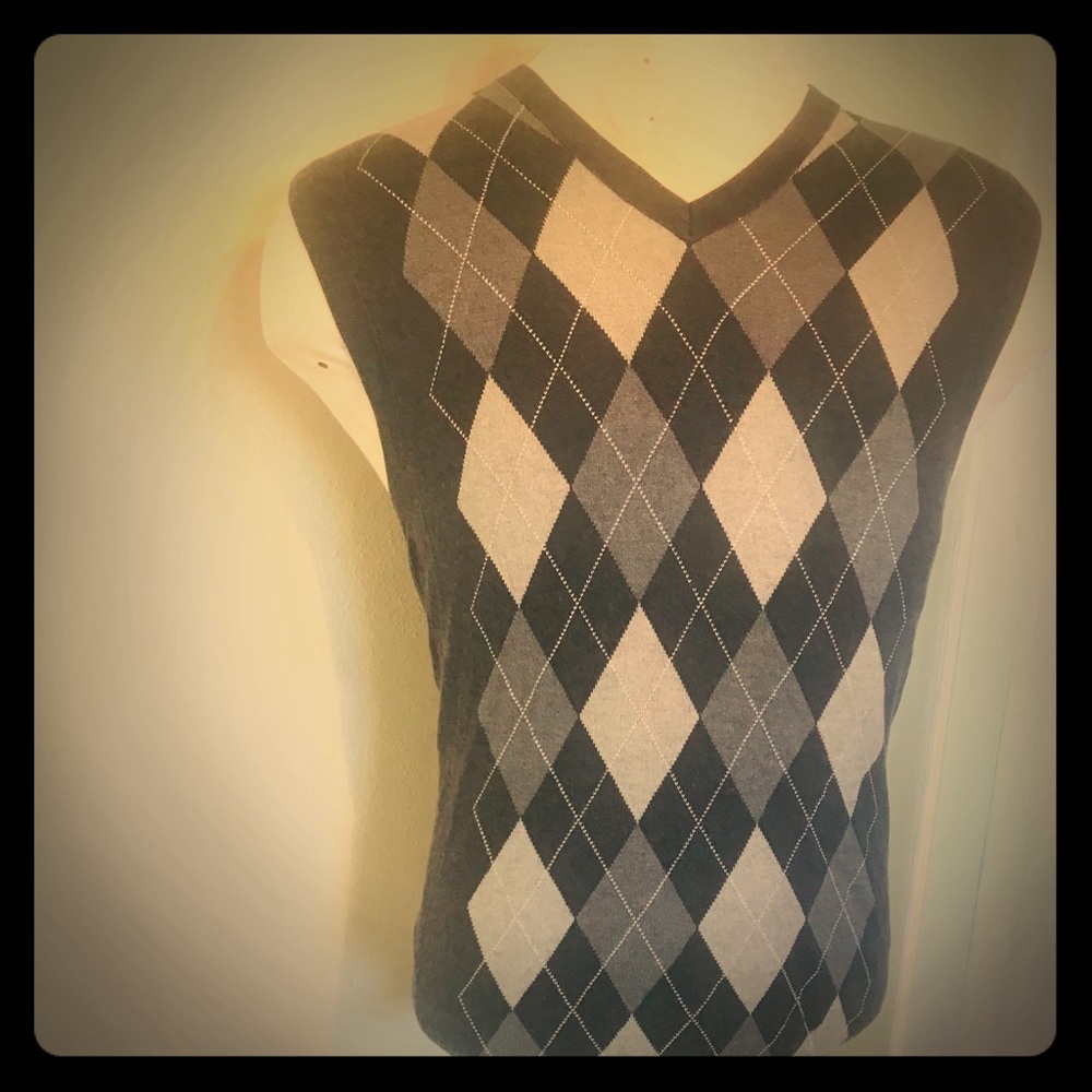 Banana Republic Sweater Vest Argyle Grey XLarge